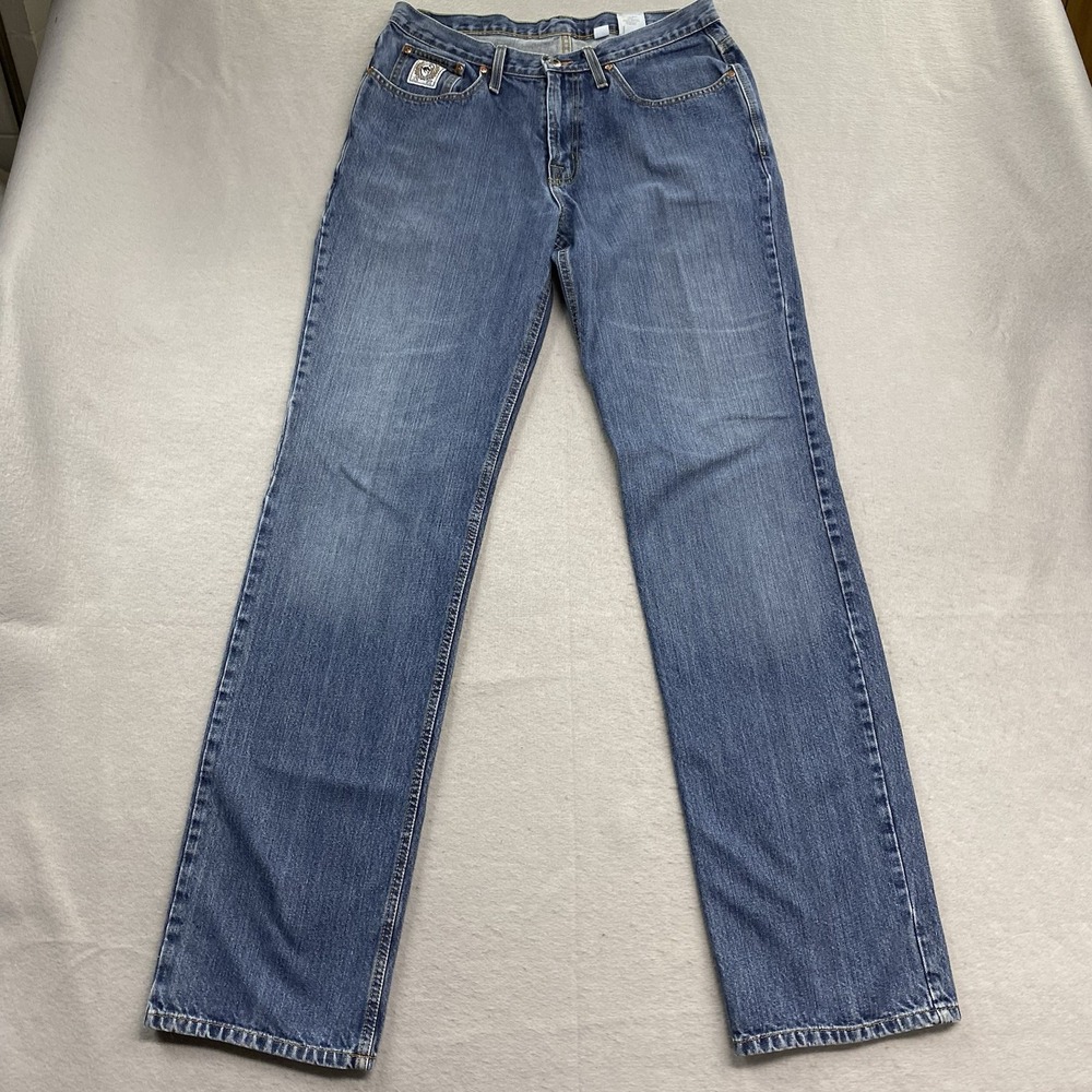 Cinch Jeans Mens 34x38 Blue Denim Pants White Label Relaxed Fit Western Cowboy